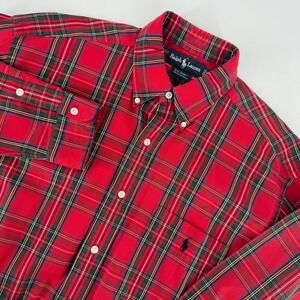 Polo Ralph Lauren Big Shirt Red Tartan Plaid Button Down Mens M